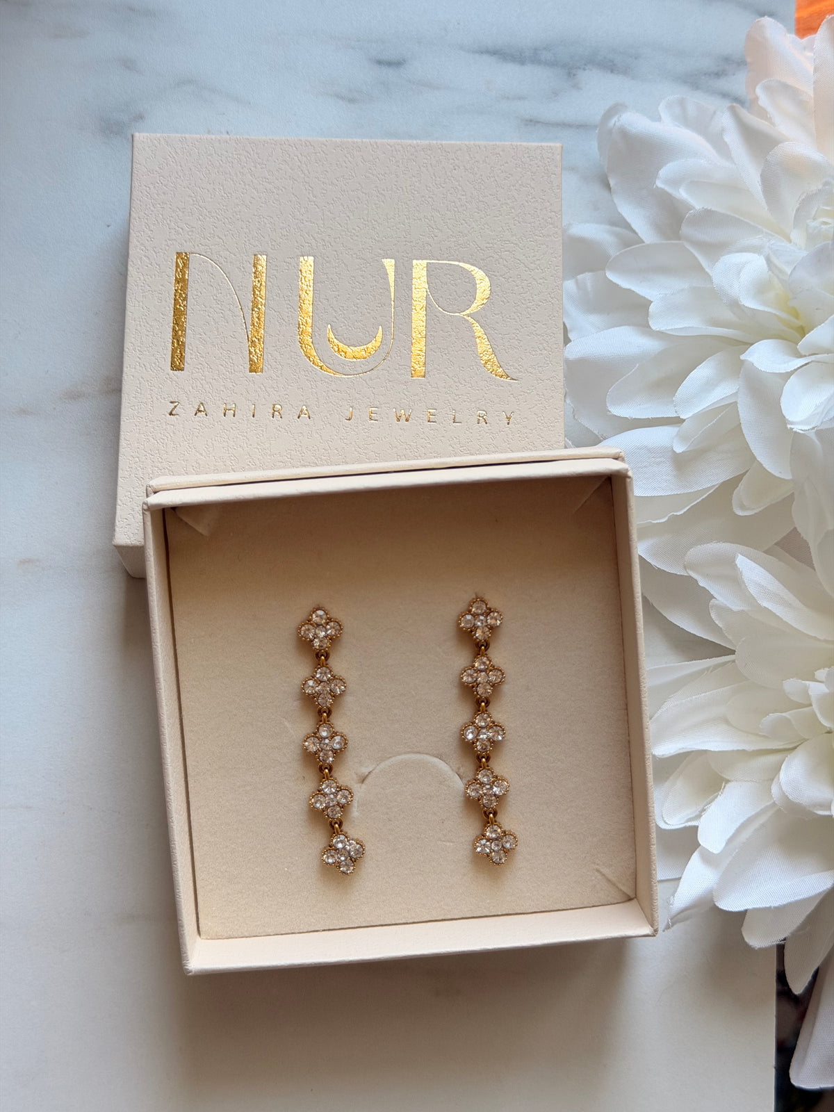 Azhar - Boucles d’oreilles - Blanc doré