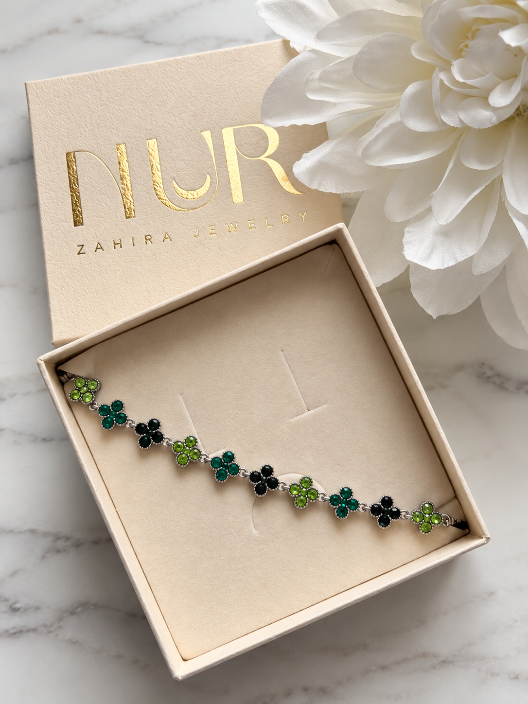 Azhar - Bracelet - Vert argenté